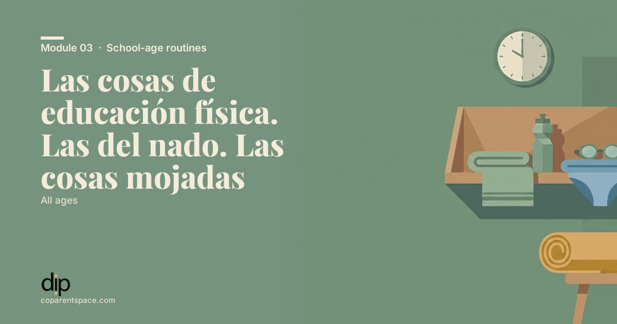 Las cosas de educación física. Las del nado. Las cosas mojadas